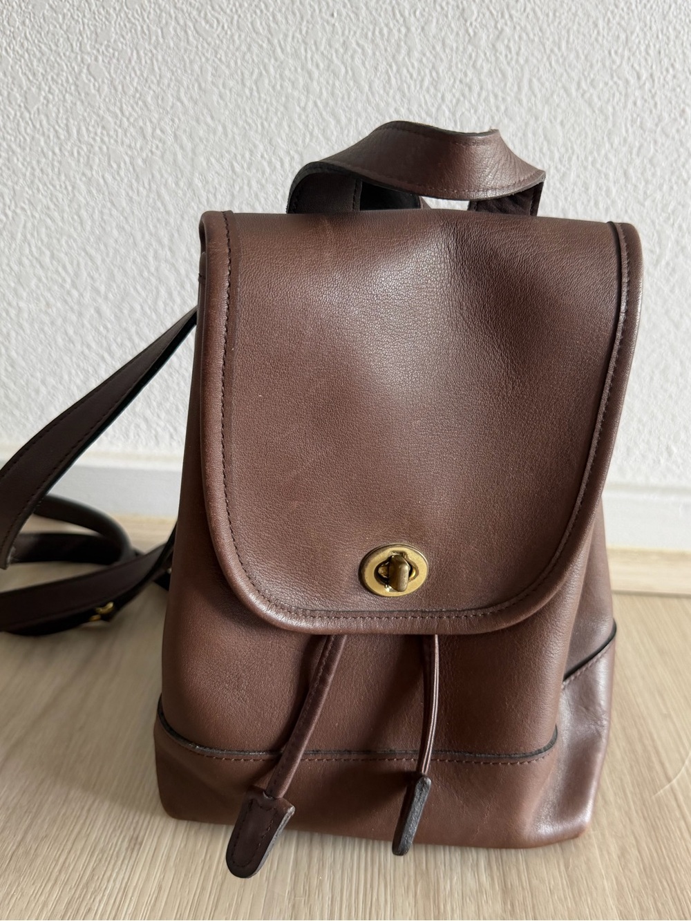 Vintage Coach Brown Leather Turn-Lock Mini Backpack Women’s